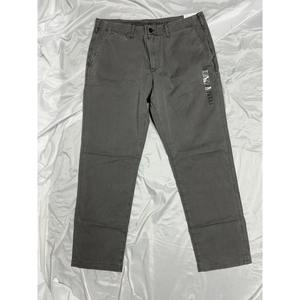 NWT American Eagle Mens Original Straight Lived In Khaki Flex Pants Gray 38x32